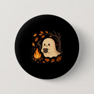 Womens Ghost By Campfire With Mug V-neck  6 Cm Round Badge