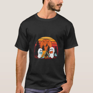 Womens Ghost Camping Reading Book Lover Halloween T-Shirt