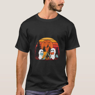 Womens Ghost Camping Reading Book Lover Halloween  T-Shirt