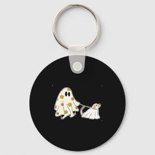 Womens Ghost Dog Dog Lovers Halloween V-Neck Key Ring