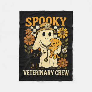 Womens Ghost Holding Black Cat Dog Veterinarian Fleece Blanket