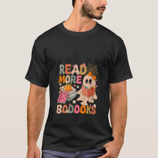 Womens Ghost Reading Books Teacher Student Hallowe T-Shirt