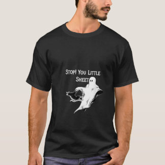 Womens Ghost Sheet Cat Halloween Little Sheet Funn T-Shirt
