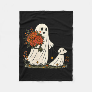 Womens Ghost Walking Dog Spooky Funny Halloween Fleece Blanket