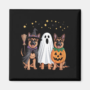 Womens Ghost Witch Pumpkin German Shepherd Dog Magnet