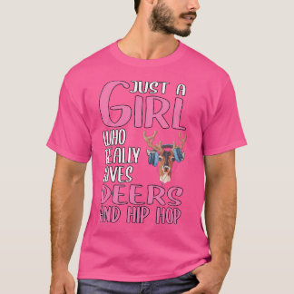 Womens Gift Just A Girl Who Really Loves Deers And T-Shirt