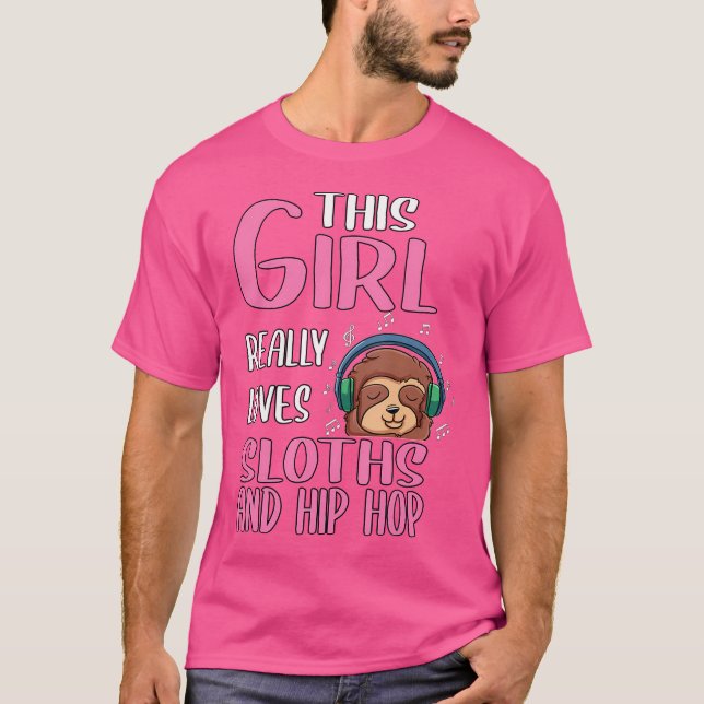 Womens Gift This Girl Really Loves Sloths And Hip  T-Shirt (Front)