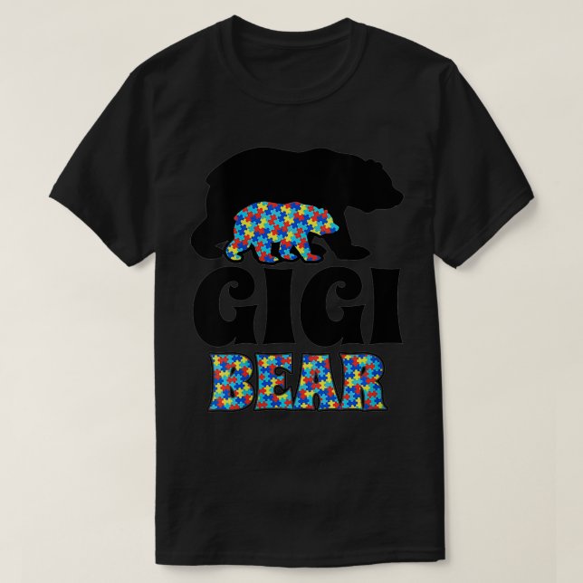 Womens Gigi Bear Autism Awareness VNeck  T-Shirt (Design Front)