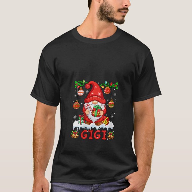 Womens Gigi Christmas Gnome Colourful Lights Match T-Shirt (Front)