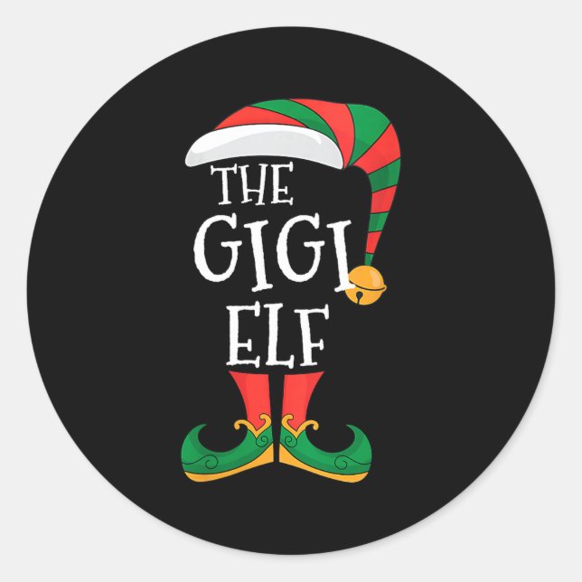 Womens Gigi Elf Xmas Matching Pajamas Group Christ Classic Round Sticker (Front)