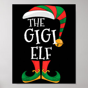 Womens Gigi Elf Xmas Matching Pajamas Group Christ Poster