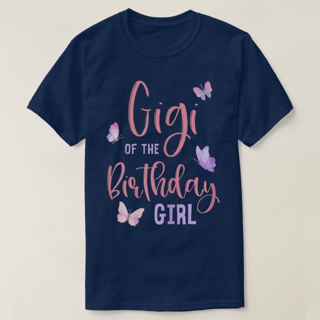 Womens Gigi of The Birthday Girl Butterfly Party M T-Shirt (Design Front)