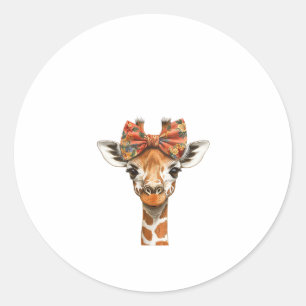Womens Giraffe Boho Wildflower Coquette Bow Mum Mo Classic Round Sticker