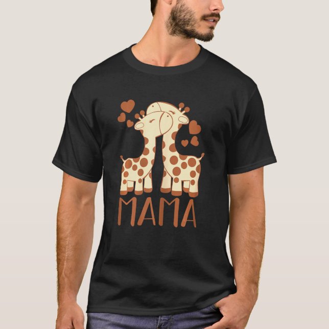 Womens Giraffe Mama Mothers Day Cute Animal Mama M T-Shirt (Front)