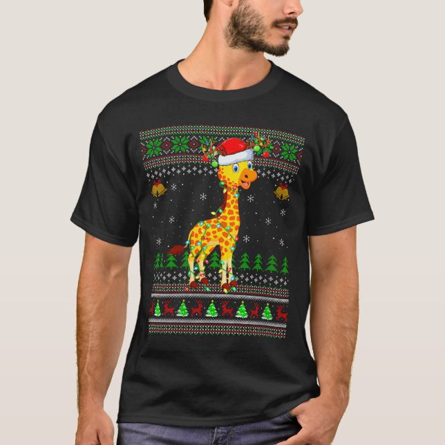 Womens Giraffe Ugly Christmas Sweaters Holiday San (Front)