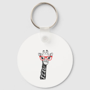 Womens Giraffe with Glasses Gift for Zoo Animal Lo Key Ring