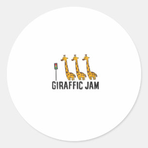 Womens Giraffic Jam Funny Giraffe Giraffe Pun Cute Classic Round Sticker