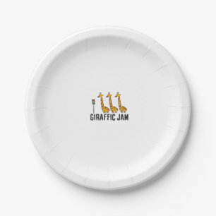 Womens Giraffic Jam Funny Giraffe Giraffe Pun Cute Paper Plate