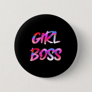 Womens Girl Boss V-neck  6 Cm Round Badge