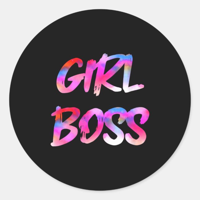 Womens Girl Boss V-neck  Classic Round Sticker (Front)