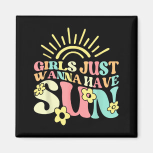 Womens Girl Wanna Have Sun Funny Vacation Beach Magnet