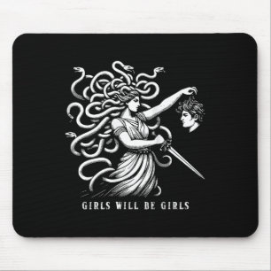 Womens Girl Will Be Girls Female Medusa Funny Femi Mouse Mat