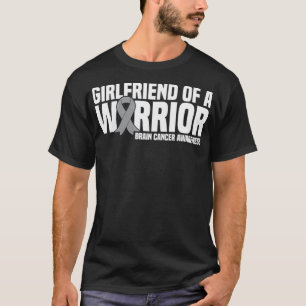Womens Girlfriend of a Warrior Grey Ribbon Brain C T-Shirt
