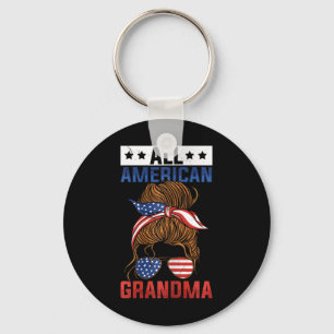 Womens Girls All American Grandma 4th Of July Key Ring