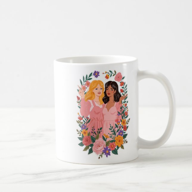 Womens Girls Friendship Bloom Ies Sisterhood Toget Coffee Mug (Right)