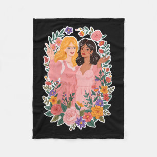 Womens Girls Friendship Bloom Ies Sisterhood Toget Fleece Blanket