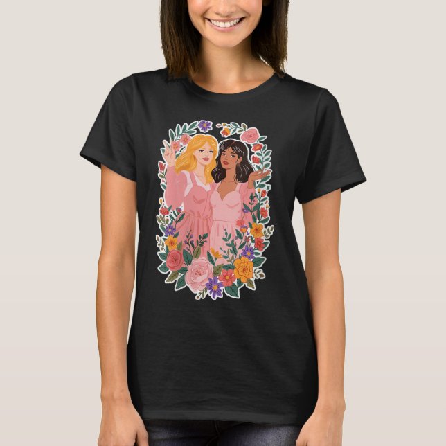 Womens Girls Friendship Bloom Ies Sisterhood Toget T-Shirt (Front)