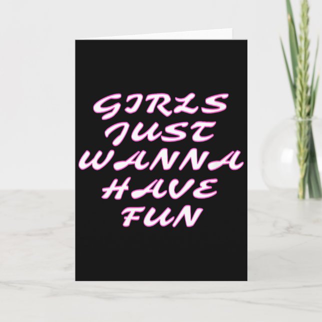 Womens Girls Just W Have Fun V-neck  Card (Front)