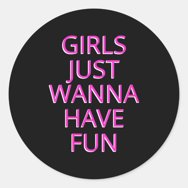 Womens Girls Just W Have Fun V-neck  Classic Round Sticker (Front)