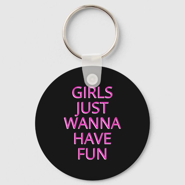Womens Girls Just W Have Fun V-neck  Key Ring (Front)