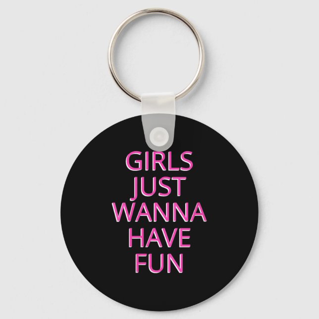 Womens Girls Just W Have Fun V-neck  Key Ring (Front)