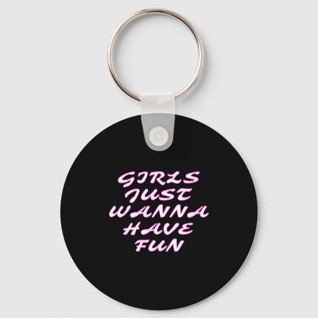 Womens Girls Just W Have Fun V-neck  Key Ring (Front)