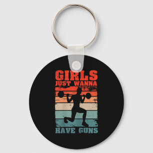 Womens Girls Just W Have Guns Funny Workout Girl G Key Ring