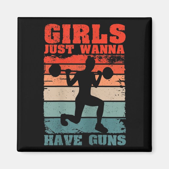 Womens Girls Just W Have Guns Funny Workout Girl G Magnet (Front)