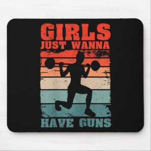 Womens Girls Just W Have Guns Funny Workout Girl G Mouse Mat