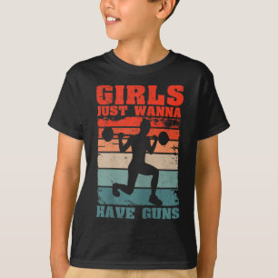 Womens Girls Just W Have Guns Funny Workout Girl G T-Shirt