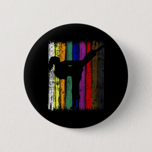 Womens Girls Silhouette Karate Belt Colours 6 Cm Round Badge
