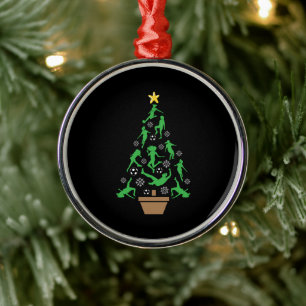 Women's Girls Soccer Christmas Tree Metal Tree Decoration