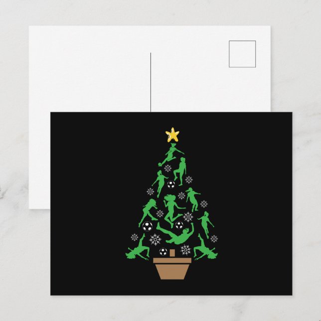 Women's Girls Soccer Christmas Tree Postcard (Front/Back)