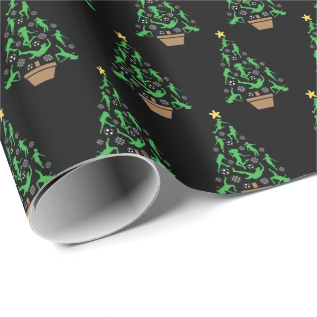 Women's Girls Soccer Christmas Tree Wrapping Paper (Roll Corner)