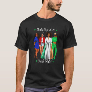 Womens Girls Trip Irish Vacation Black Woman Hen D T-Shirt