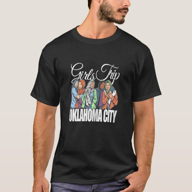 Womens Girls Trip Oklahoma City   Melanin Bestie & T-Shirt (Front)