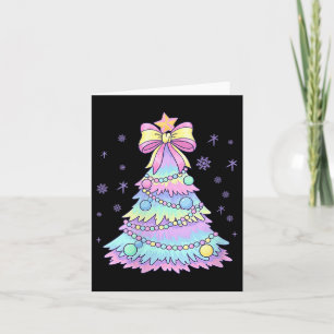 Womens Girly Christmas Tree Coquette Bow Jolly Xma Card