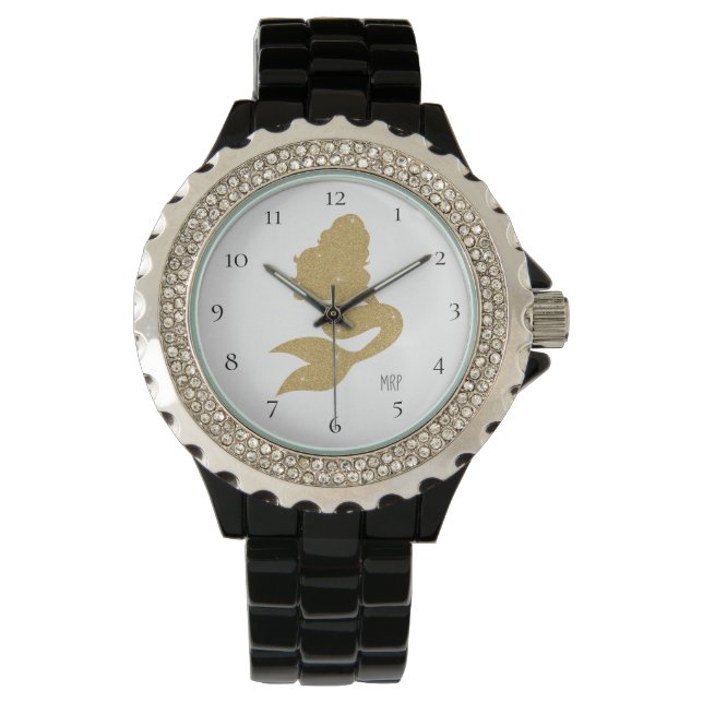 *~* Women's Girly Gold Glitter Mermaid Watch (Front)