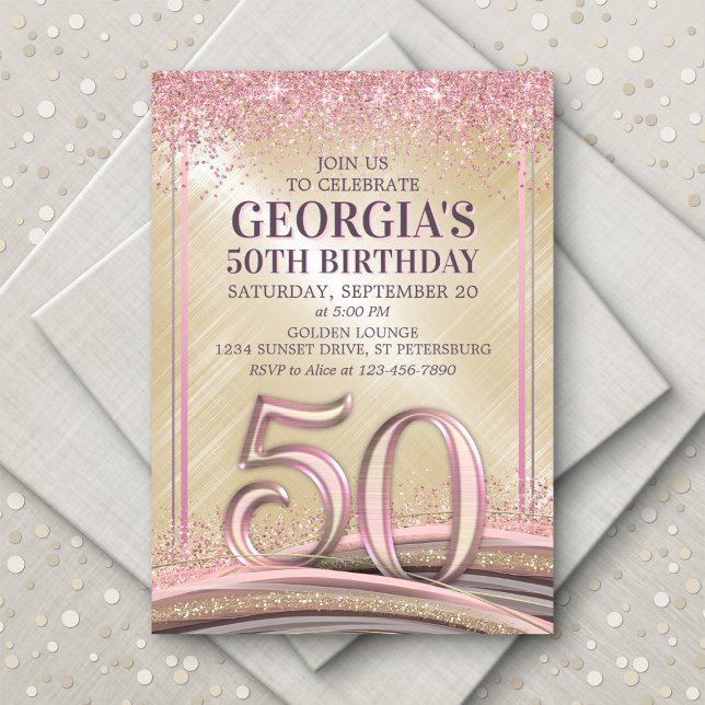 Womens Glam 50th Birthday Invitation (Creator Uploaded)