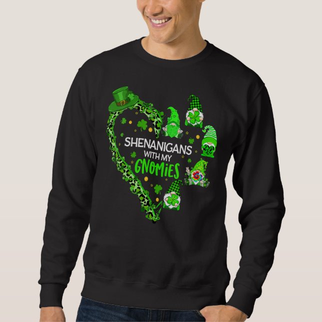 Womens Gnome St Patrick's Day Shenanigans With My  Sweatshirt (Front)